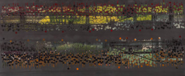 TRIBE 176 - 2013, acrylic, watercolor, graphite on paper, 35.5 x 72 inches (SOLD)